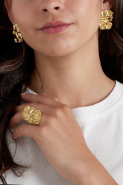 Statement ring zilver met golven stainless steel  model