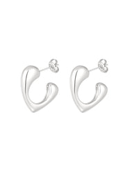 Zilveren hart oorbellen dames chunky