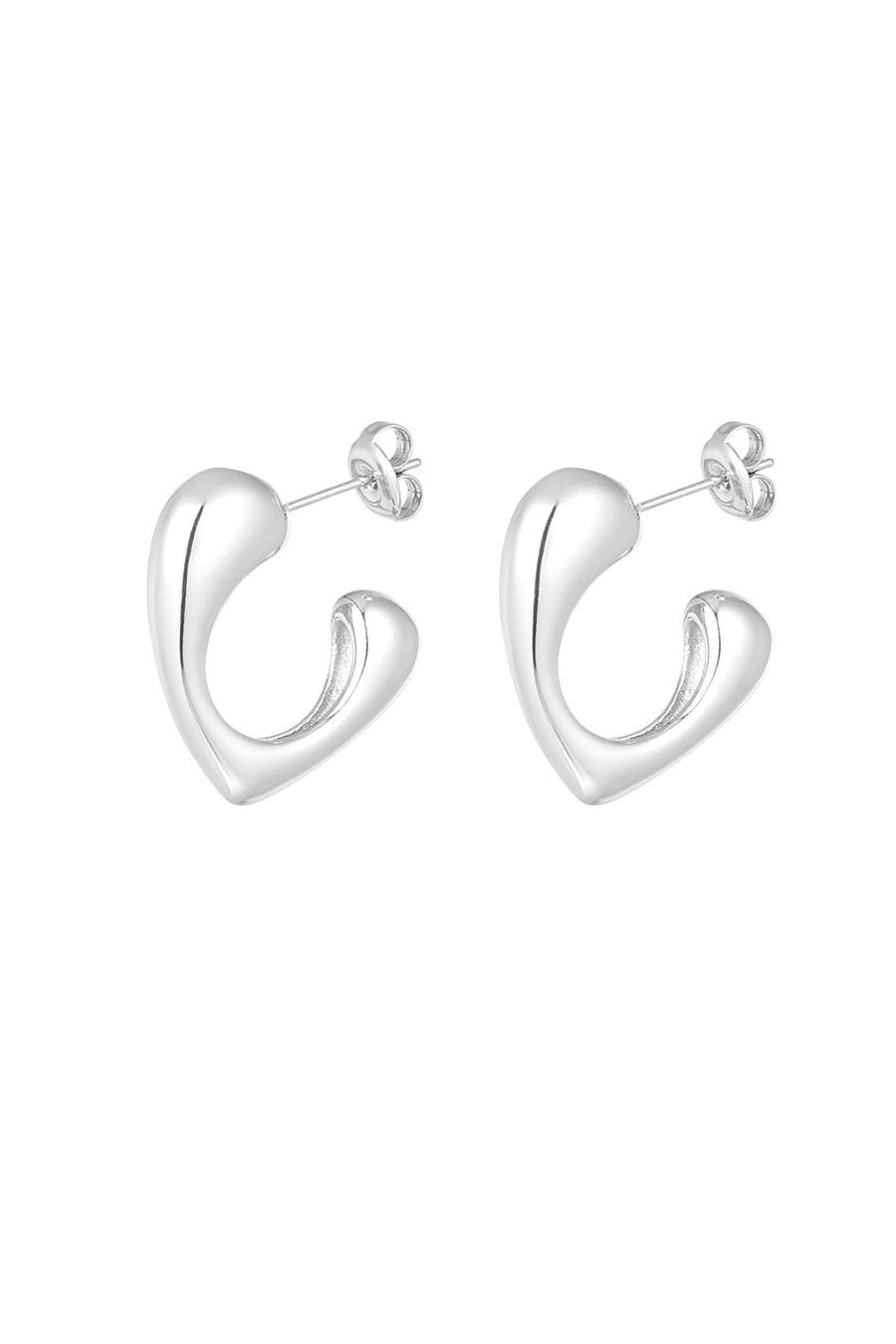 Zilveren hart oorbellen dames chunky