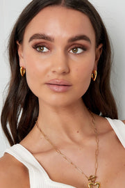 Zilveren hart oorbellen dames chunky model