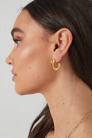 Zilveren hart oorbellen dames chunky model1