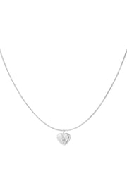 Zilveren ketting hart dames met steentje stainless steel