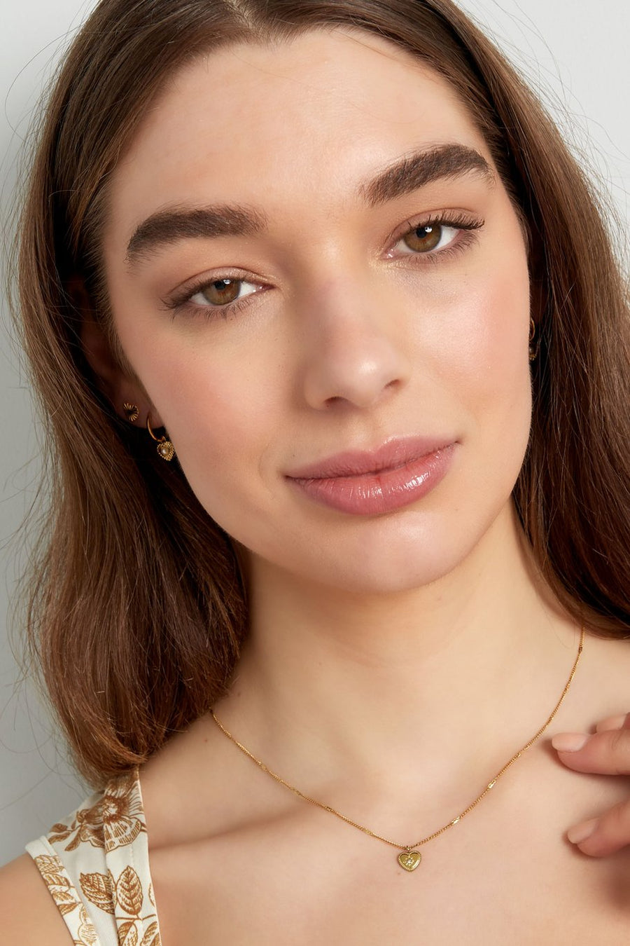 Zilveren ketting hart dames met steentje stainless steel model