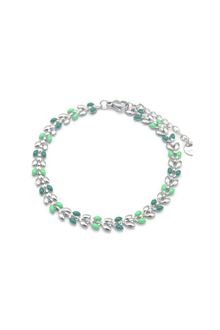 Armband blaadjes stainless steel groen - LoveSieraden