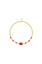 Armband gouden kralen en stenen van rode agaat - LoveSieraden