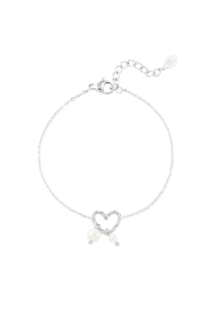 Armband liefde met hartje en parels - LoveSieraden