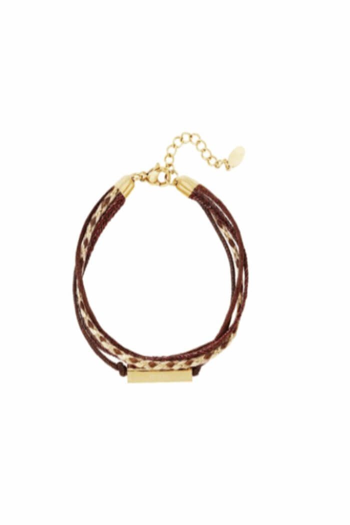 Armband “wild” met bruine touwtjes en steentjes - LoveSieraden