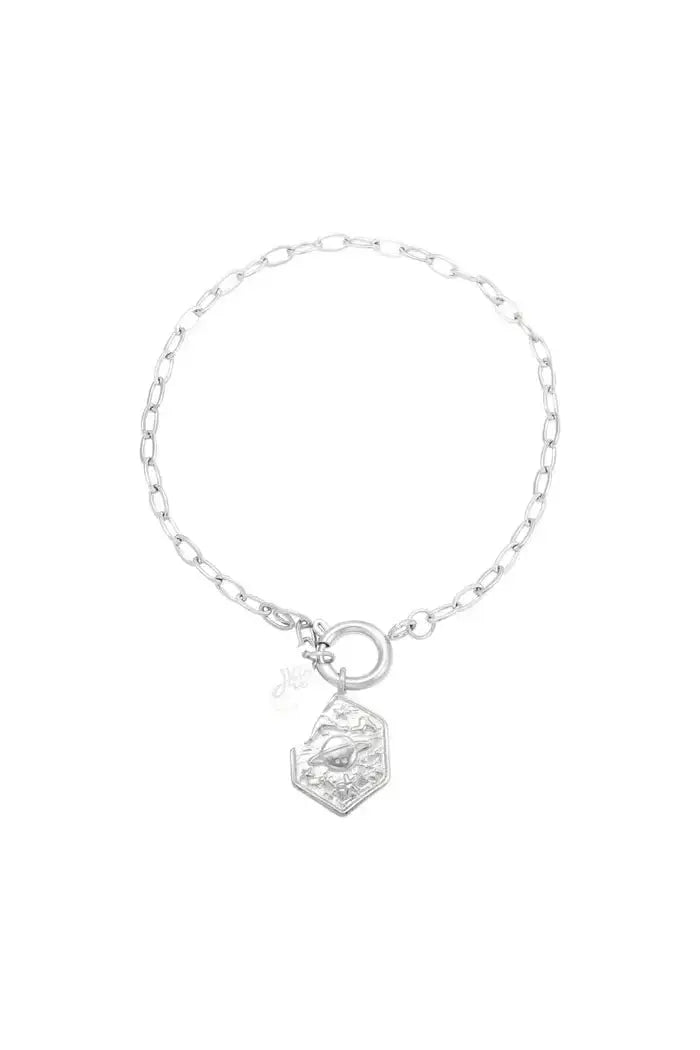 Armband zilver met bedel aarde en sterren - LoveSieraden