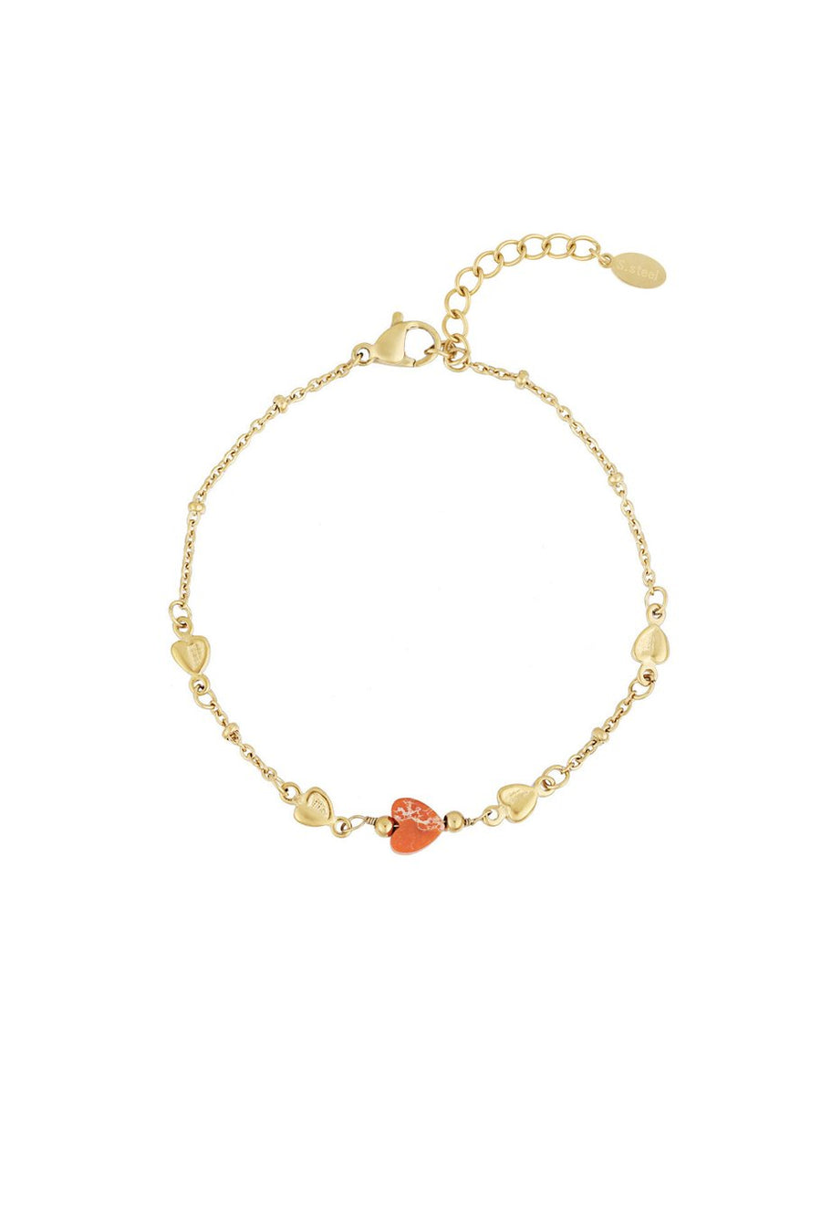 armband gekleurde hart oranje LoveSieraden