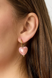 Roze hartjes oorbellen stainless steel LoveSieraden