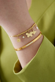 Gouden bedelarmband met vlinder en bji LoveSieraden