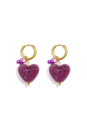 Gouden hartjes oorbellen met gekleurde kralen LoveSieraden