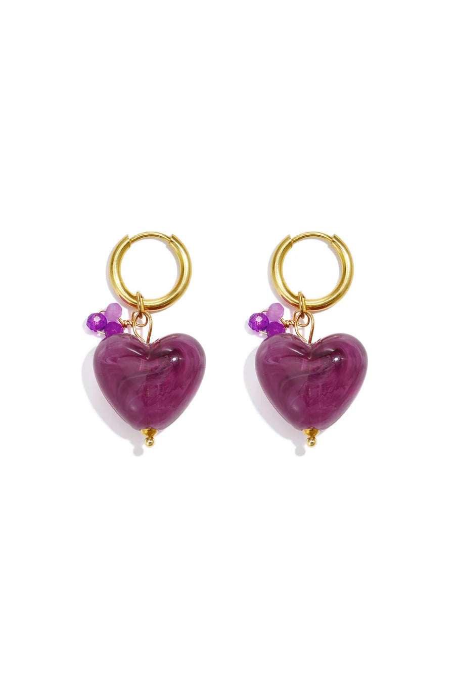 Gouden hartjes oorbellen met gekleurde kralen LoveSieraden