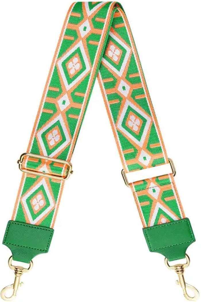Bag strap groen/oranje/wit met vrolijke print - LoveSieraden