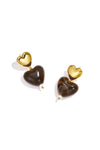 Gouden hartjes oorbellen rood of bruin LoveSieraden