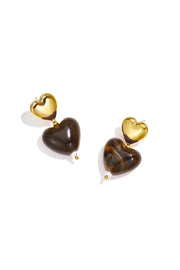 Gouden hartjes oorbellen rood of bruin LoveSieraden