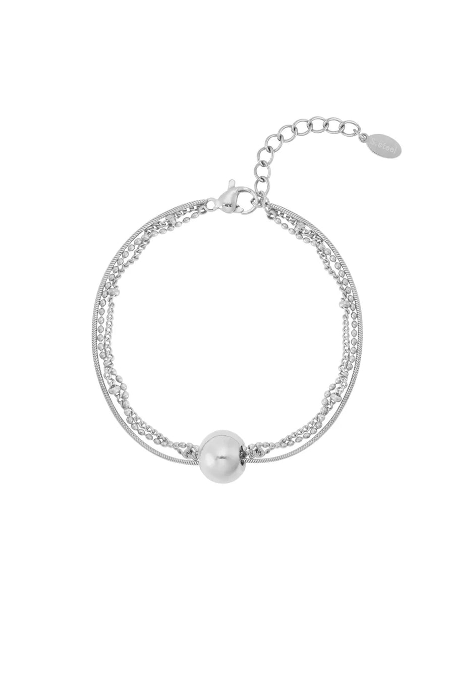 Driedubbele armband met grote kraal LoveSieraden