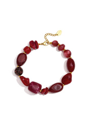 Kralenarmband in warme bruin- en roodtinten LoveSieraden