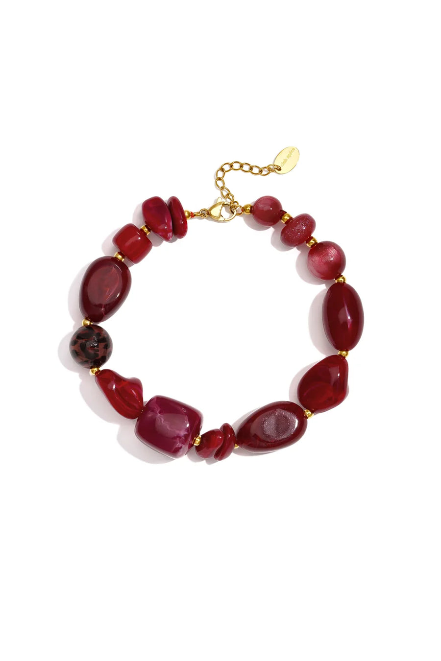 Kralenarmband in warme bruin- en roodtinten LoveSieraden