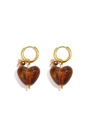 Gouden hartjes oorbellen met gekleurde kralen LoveSieraden