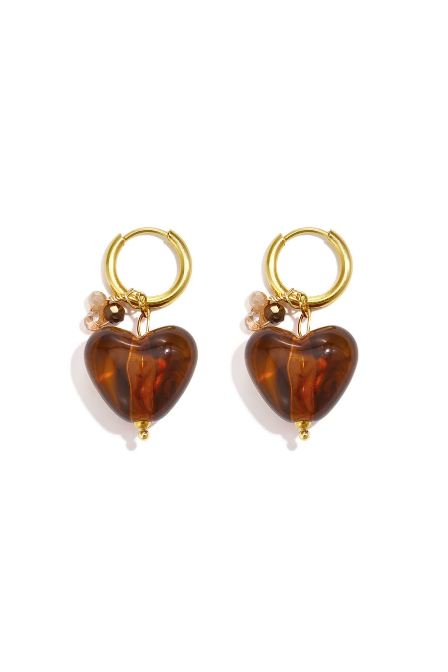 Gouden hartjes oorbellen met gekleurde kralen LoveSieraden