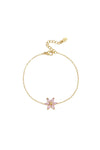 Gouden armband met roze bloem stainless steel LoveSieraden