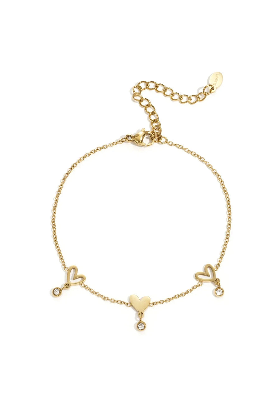 Gouden armband met hartjes en steentjes LoveSieraden