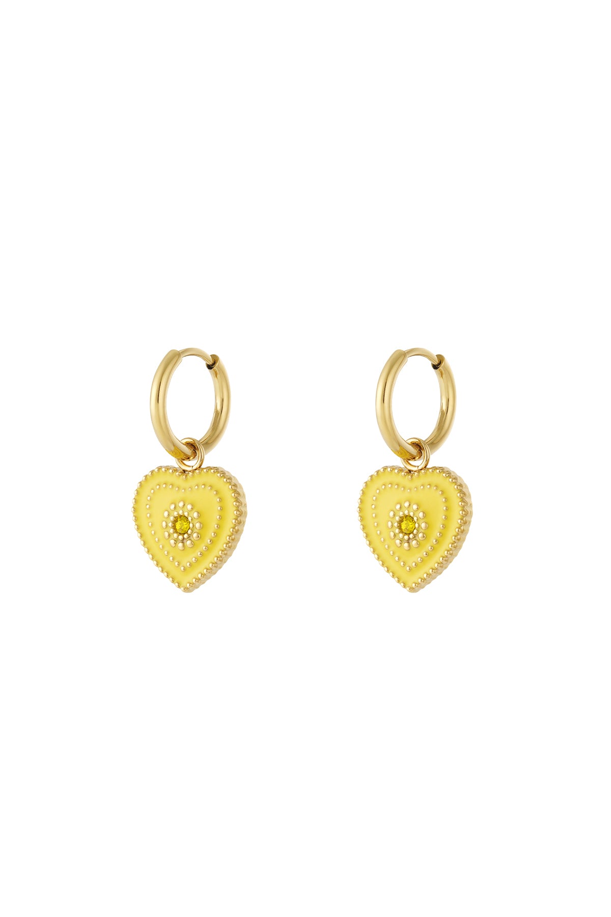 Gele hartjes oorbellen stainless steel LoveSieraden