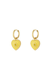 Gele hartjes oorbellen stainless steel LoveSieraden