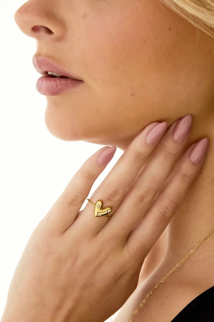 Fijne gouden hart ring dames LoveSieraden