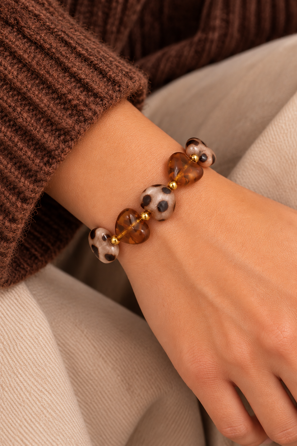 Armband met hartjes en luipaardprint LoveSieraden