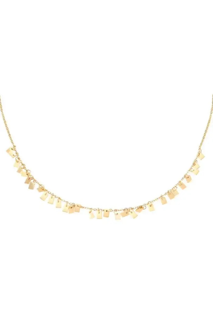 Gouden ketting met stijlvolle rechthoekige bedeltjes - LoveSieraden