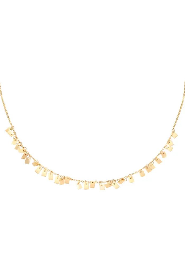 Gouden ketting met stijlvolle rechthoekige bedeltjes - LoveSieraden