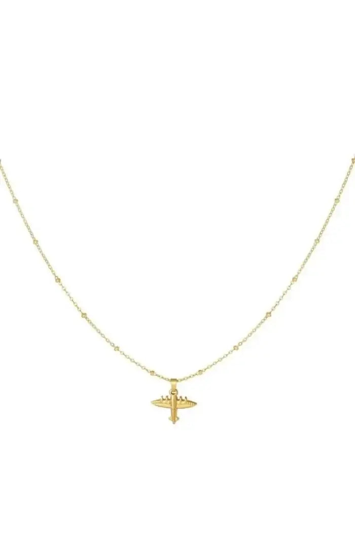 Gouden ketting met vliegtuigbedel - LoveSieraden