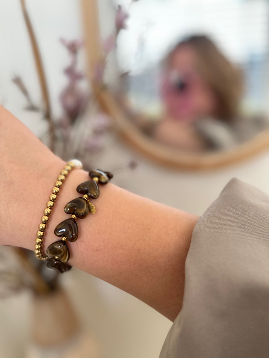 Armband kleurrijke harten en stainless steel LoveSieraden