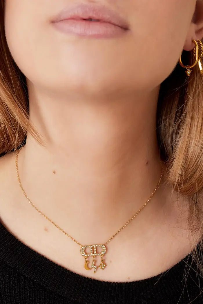 Ketting glinsterende bedels maan bliksem en ster - LoveSieraden