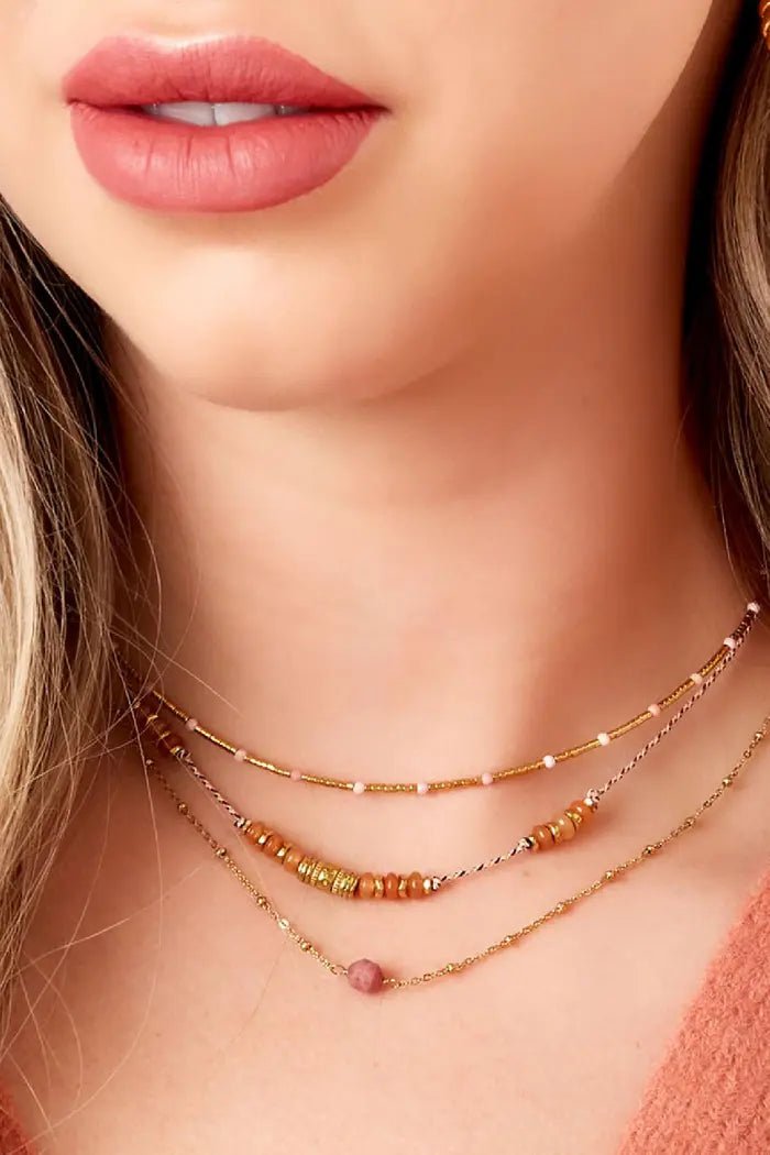 Ketting koraal met natuursteenkraaltjes - LoveSieraden