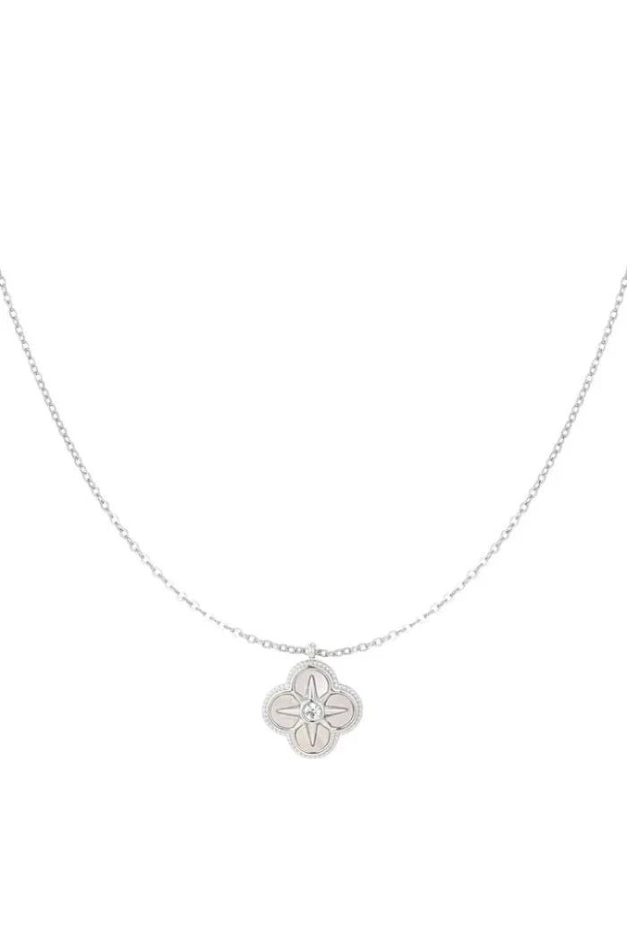 Ketting met bloem en ster stainless steel - LoveSieraden