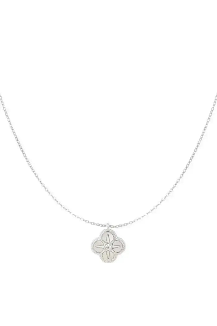 Ketting met bloem en ster stainless steel - LoveSieraden