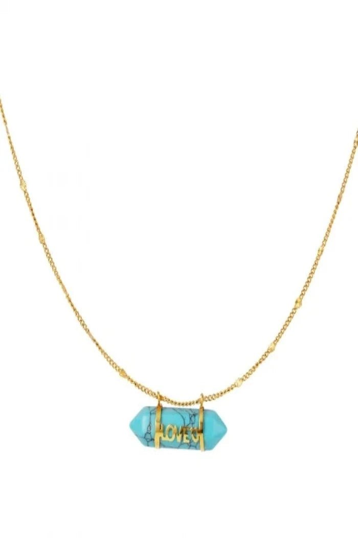 Ketting met prachtige turquoise natuursteen - LoveSieraden