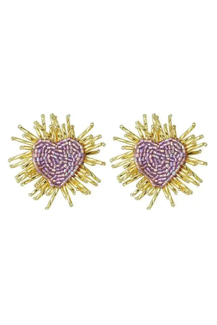 Kralenoorbellen zonnehart vrolijk - LoveSieraden