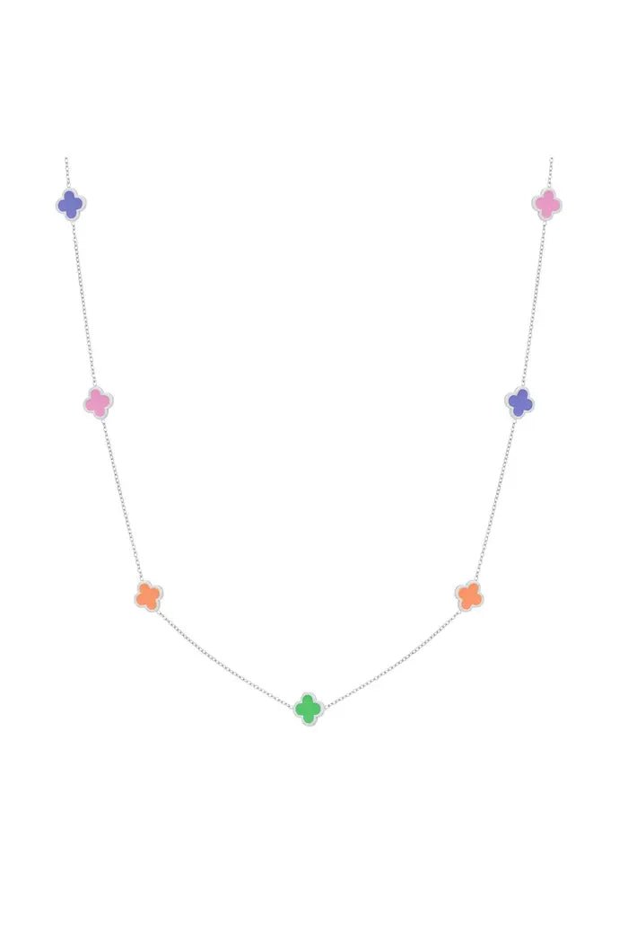 Lange ketting met gekleurde klavers - LoveSieraden