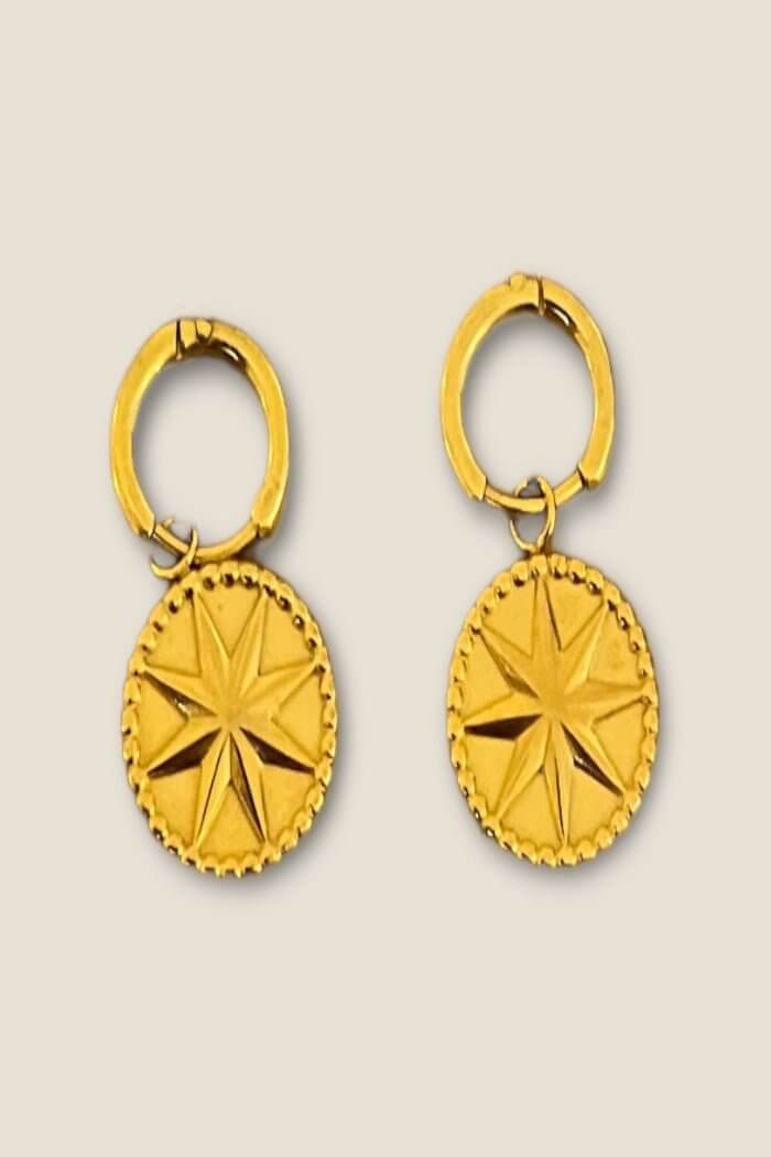 Oorbellen goud met ster en glinsterend randje - LoveSieraden