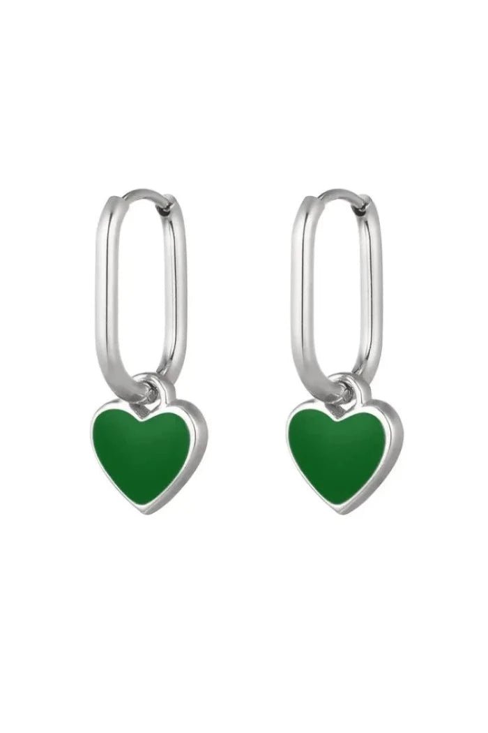 Oorbellen met prachtig diepgroen hart - LoveSieraden