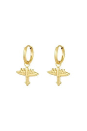 Oorbellen met vliegtuigbedel goud - LoveSieraden