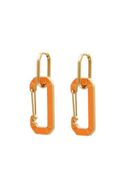 Oorbellen rechthoek met oranje afwerking - LoveSieraden