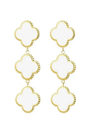 Oorhangers goud met drie kleurrijke klavers - LoveSieraden