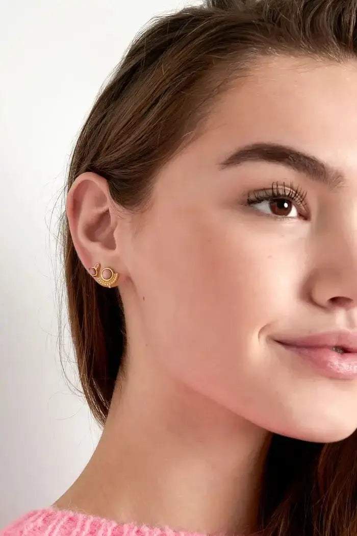 Oorknopjes vintage met roze strass steen - LoveSieraden