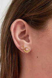 Oorstekers vintage met roze steen - LoveSieraden