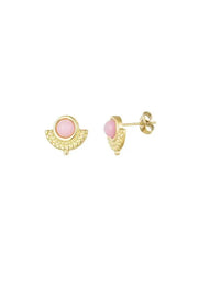 Oorstekers vintage met roze steen - LoveSieraden